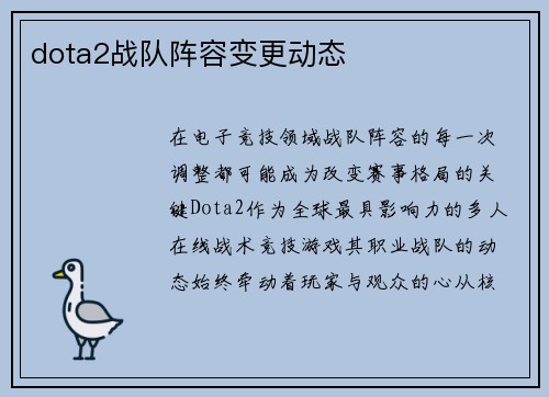 dota2战队阵容变更动态